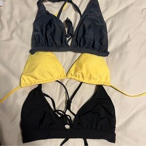 3 Lot Bikini Tops Various brands all Size Large gray yellow black